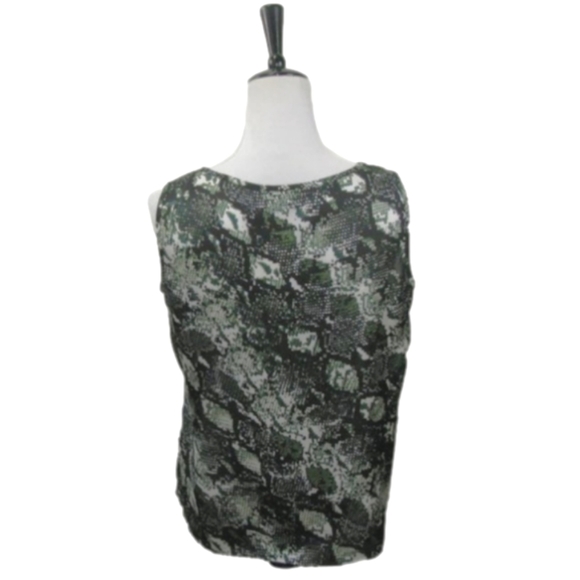 NOTATIONS Green/Black Snakeskin Sleeveless Blouse Size Medium - Picture 5 of 5